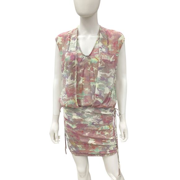 IRO Dress Women’s Size S 100% Silk Adjustable Sides Sleeveless V-Neck Multicolor - Picture 1 of 5